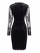 60er Samt-Bodyconkleid mit Spitzenärmeln