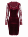 60er Samt-Bodyconkleid mit Spitzenärmeln
