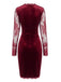 60er Samt-Bodyconkleid mit Spitzenärmeln