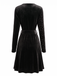 50er Langarm-Glitzersamtkleid mit V-Ausschnitt und Gürtel