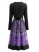 Lila 50er Halloween Kleid mit Kürbis, Blütenausschnitt und Schleife