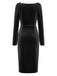 60er Samt-Bodyconkleid mit Wasserfallausschnitt und Raffung