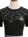 Schwarzes 50er Halloween Swingkleid mit Spinnennetz und Kürbis