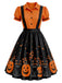 50er Halloween Swingkleid im Zweiteiler-Look mit Kürbis