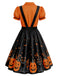 50er Halloween Swingkleid im Zweiteiler-Look mit Kürbis
