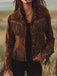 Braune 70er Western-Jacke mit Fransen und Wildlederoptik