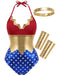 60er Wonder-Woman-inspirierter Bodysuit mit Neckholder