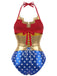 60er Wonder-Woman-inspirierter Bodysuit mit Neckholder