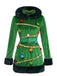 Grünes 50er Weihnachtsbaum-Kostümkleid mit Kapuze