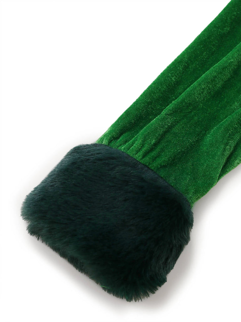 Grünes 50er Weihnachtsbaum-Kostümkleid mit Kapuze
