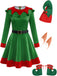 Grünes 50er Weihnachts-Elfenkostüm-Set mit Kleid