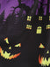 50er Halloween Swingkleid mit Spukhaus- und Kürbis-Fledermaus-Print