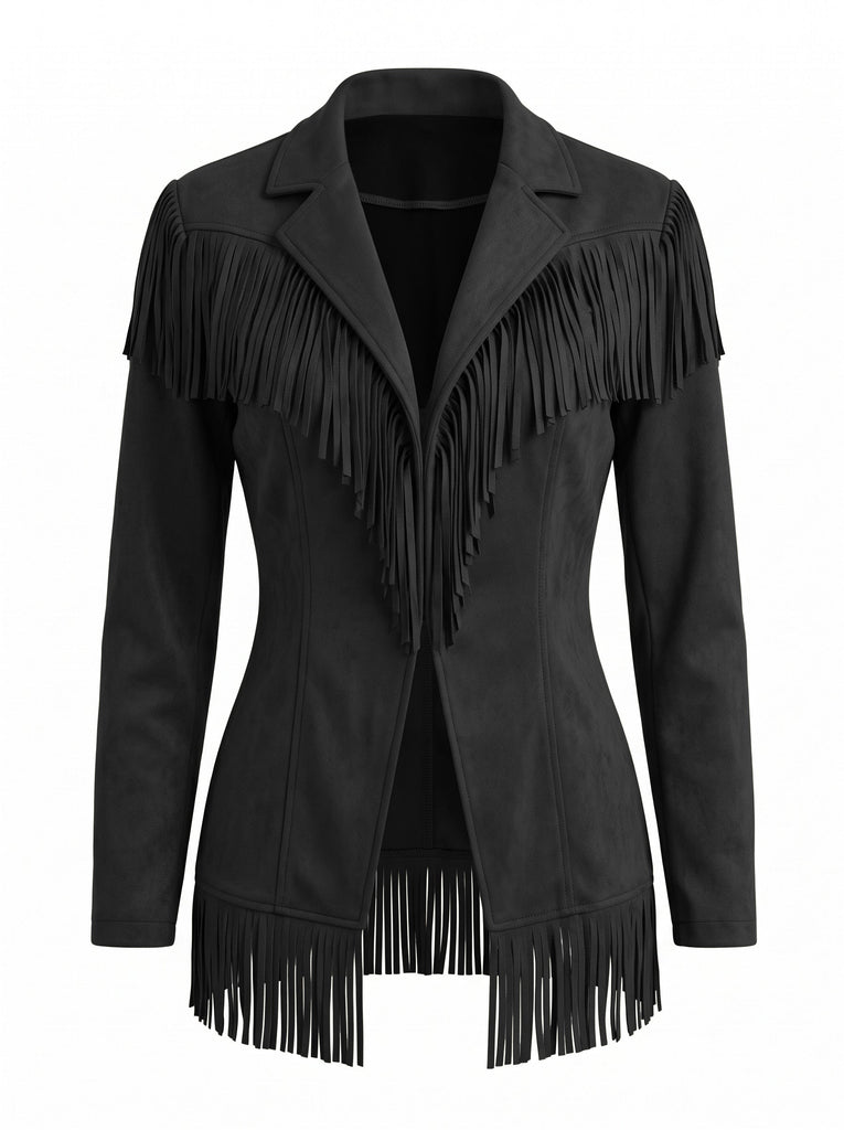 50er Wildleder-Jacke mit Fransen und Reverskragen