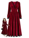 Weinrotes 30er Samtkleid mit Spitzeneinsätzen und Seitenschlitz