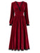 Weinrotes 30er Samtkleid mit Spitzeneinsätzen und Seitenschlitz