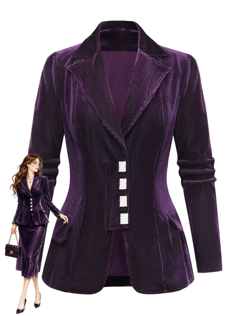 Lila 50er Cordjacke mit Reverskragen