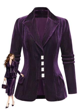 Lila 50er Cordjacke mit Reverskragen