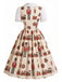 50er Weihnachts-Swingkleid mit Nussknackerprint und Wellenkragen
