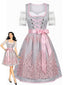 Rosa 50er Oktoberfest-Dirndl-Set mit Spitzen-Croptop und Blumenschürze