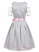 Rosa 50er Oktoberfest-Dirndl-Set mit Spitzen-Croptop und Blumenschürze