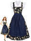 50er Oktoberfest-Dirndlset aus Rüschen-Croptop, Blumenkleid, Schürze