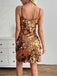 Goldenes 60er Bodycon-Minikleid mit Pailletten und Spaghettiträgern