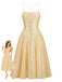Goldenes 50er Pailletten-Midikleid mit Spaghettiträgern