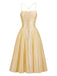 Goldenes 50er Pailletten-Midikleid mit Spaghettiträgern