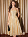 Goldenes 50er Pailletten-Midikleid mit Spaghettiträgern