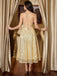 Goldenes 50er Pailletten-Midikleid mit Spaghettiträgern