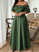 [Übergröße] Dunkelgrünes 50er Carmenkleid mit Blütenapplikationen