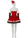Rotes 50er Weihnachts-Samtkleid mit Fellbesatz und Schneeflocken