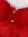 Rotes 50er Weihnachts-Samtkleid mit Fellbesatz und Schneeflocken