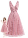 Rosa 50er Tüllkleid mit floraler Paillettenstickerei