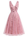 Rosa 50er Tüllkleid mit floraler Paillettenstickerei