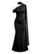 30er Meerjungfrauen-Abendkleid mit asymmetrischem Ausschnitt, Raffung und Schal-Detail