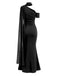 30er Meerjungfrauen-Abendkleid mit asymmetrischem Ausschnitt, Raffung und Schal-Detail