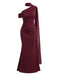 30er Meerjungfrauen-Abendkleid mit asymmetrischem Ausschnitt, Raffung und Schal-Detail