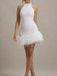 60er Pailletten-Minikleid mit Neckholder und Federsaum