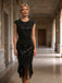20er Gatsby-Kleid mit Pailletten, Fransen und Kappenärmeln