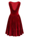 Rotes ärmelloses 50er Samtkleid mit Wasserfallrücken
