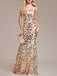 Goldenes 20er Meerjungfrauenkleid mit Blumenpailletten und Kappärmeln