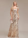 Goldenes 20er Meerjungfrauenkleid mit Blumenpailletten und Kappärmeln