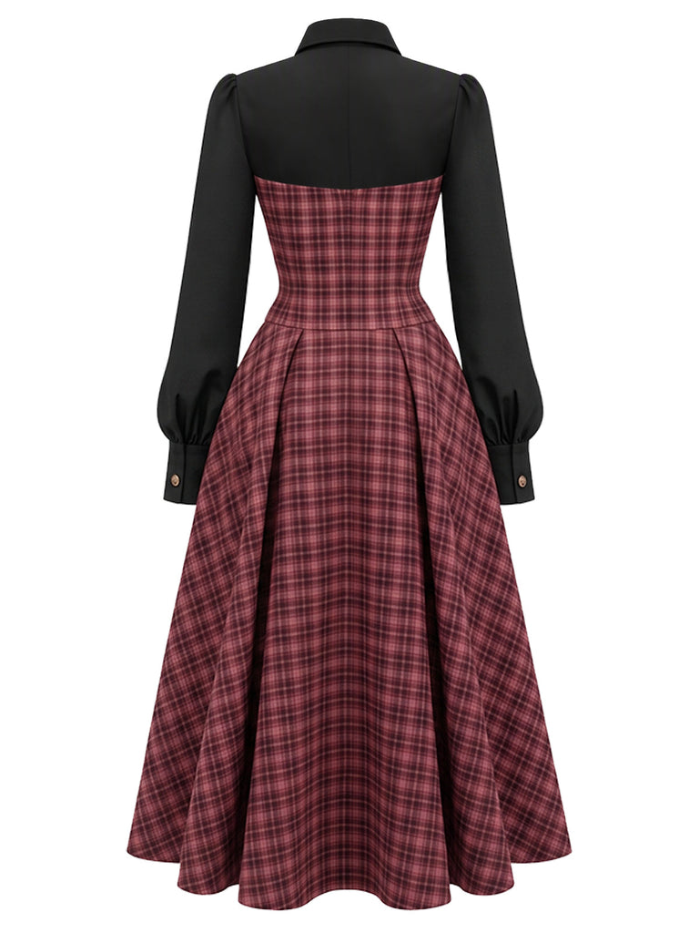 50er Karokleid im Zweiteiler-Look mit Ballonärmeln und Cut-Out