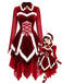 Rotes 50er Weihnachts-Samtkleid mit Schnürung und Zipfelsaum