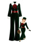 [Vorverkauf] Seegrüner 70er Jumpsuit mit Plüsch-Bubikragen und Ballonärmeln