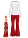 60er Lounge-Set aus Stricktop und Schlaghose mit Punkten und Spitzenbesatz