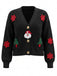70er Weihnachts-Strickjacke mit Weihnachtsmann- und Tannenbaum-Applikationen
