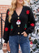 70er Weihnachts-Strickjacke mit Weihnachtsmann- und Tannenbaum-Applikationen