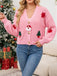 70er Weihnachts-Strickjacke mit Weihnachtsmann- und Tannenbaum-Applikationen